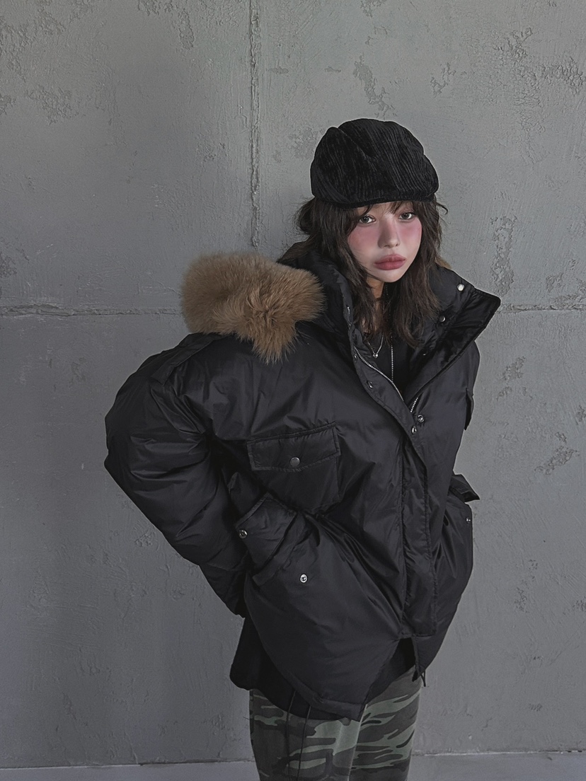 LIVE AID-P韓國直郵㊣女裝新款熱賣時尚休閑長款羽絨服狐貍LIVE AID-P長款羽絨服