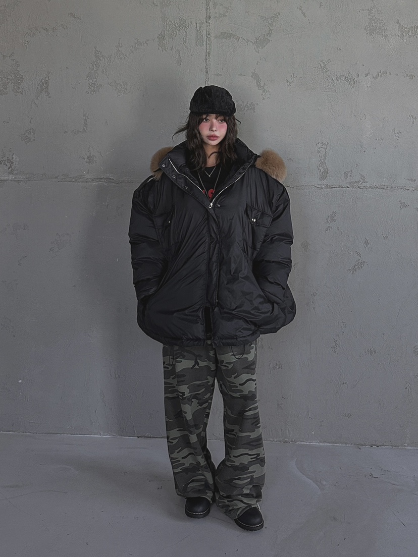 LIVE AID-P韓國直郵㊣女裝新款熱賣時尚休閑長款羽絨服狐貍LIVE AID-P長款羽絨服