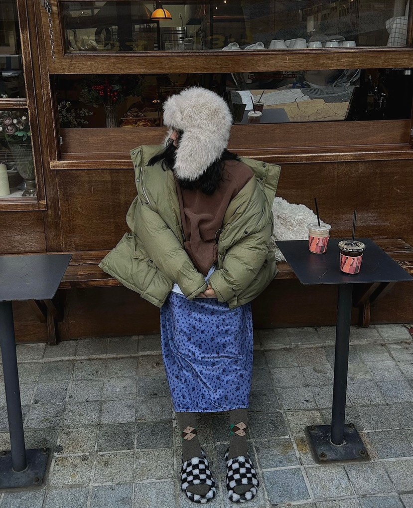 LIVE AID-P韓國直郵㊣女裝新款熱賣時尚休閑長款羽絨服狐貍LIVE AID-P長款羽絨服