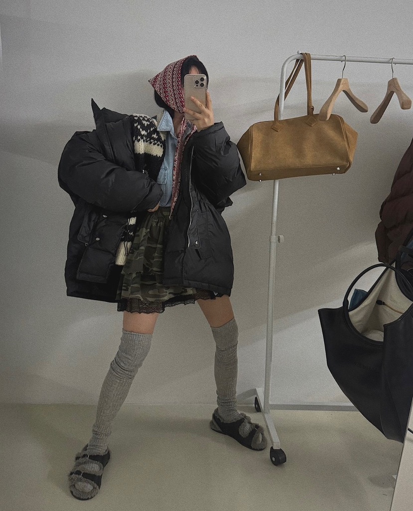 LIVE AID-P韓國直郵㊣女裝新款熱賣時尚休閑長款羽絨服狐貍LIVE AID-P長款羽絨服