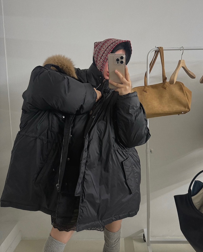 LIVE AID-P韓國直郵㊣女裝新款熱賣時尚休閑長款羽絨服狐貍LIVE AID-P長款羽絨服