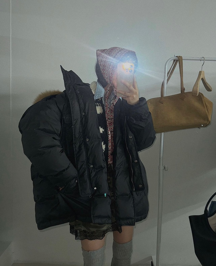 LIVE AID-P韓國直郵㊣女裝新款熱賣時尚休閑長款羽絨服狐貍LIVE AID-P長款羽絨服