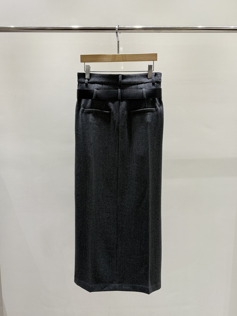 STAGE東大門㊣代購女裝新品熱賣推薦25秋冬時尚休閑長裙含腰帶STAGE長裙