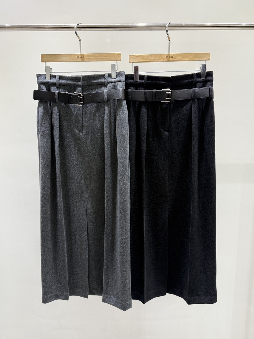 STAGE東大門㊣代購女裝新品熱賣推薦25秋冬時尚休閑長裙含腰帶STAGE長裙