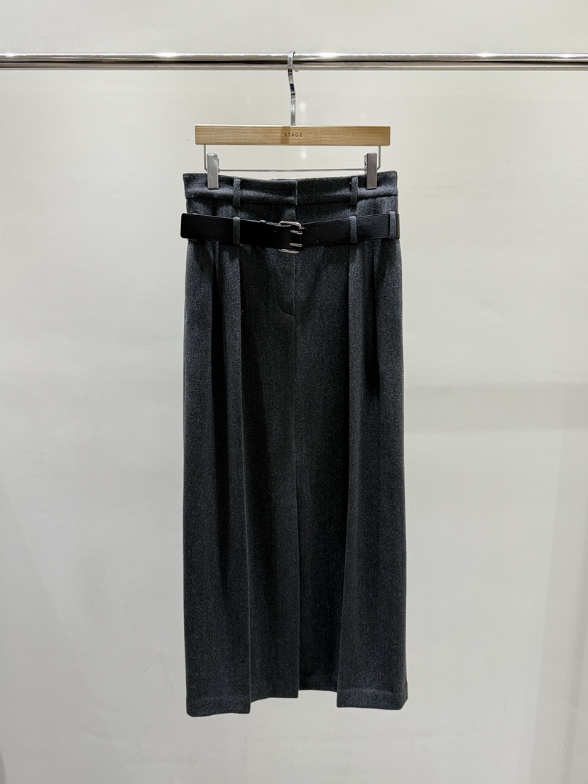 STAGE東大門㊣代購女裝新品熱賣推薦25秋冬時尚休閑長裙含腰帶STAGE長裙圖色1