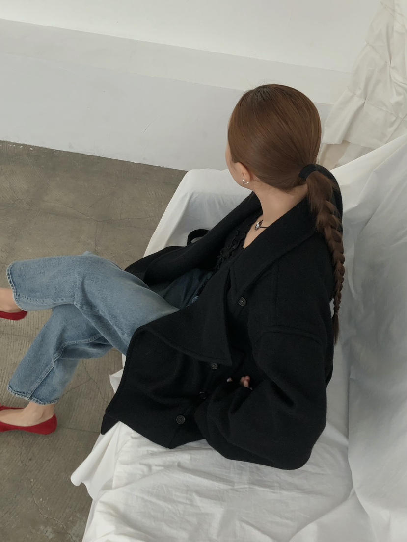 MADE-P韓國代購㊣女士新款時尚職業推薦熱賣25秋冬短款大衣MADE-P短款大衣