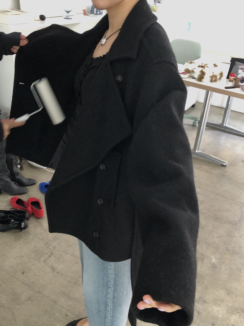 MADE-P韓國代購㊣女士新款時尚職業推薦熱賣25秋冬短款大衣MADE-P短款大衣