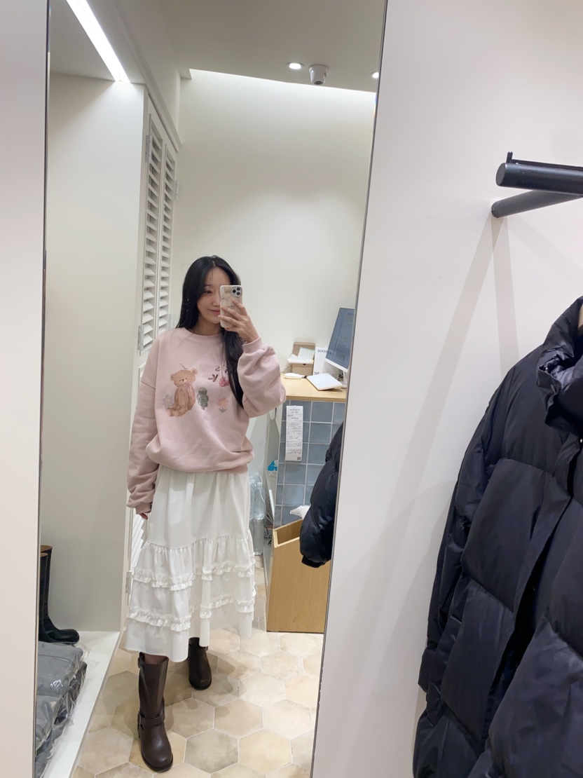 LOVE ROSIE東大門㊣實拍女士新款25秋冬半身裙中短裙荷葉邊絨LOVE ROSIE半身裙/中短裙