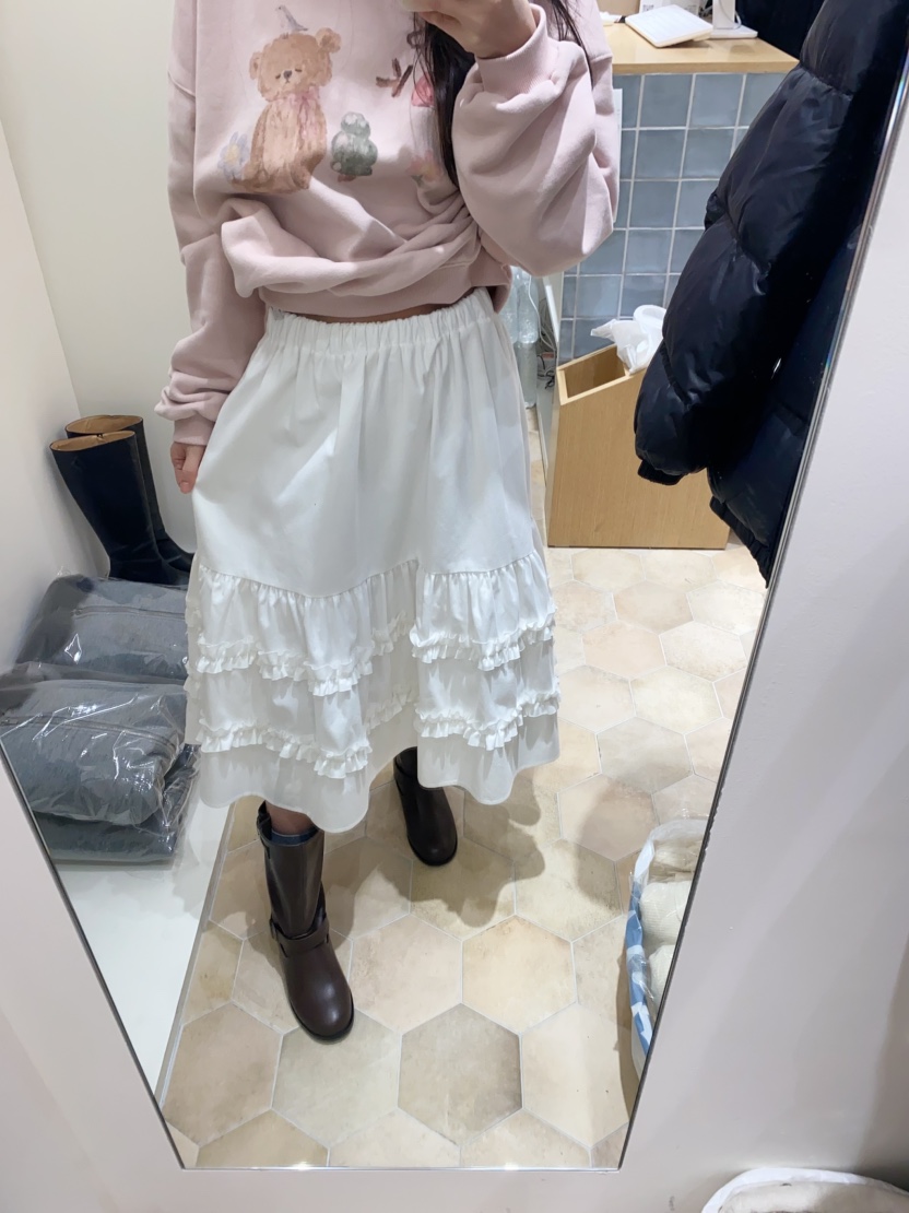 LOVE ROSIE東大門㊣實拍女士新款25秋冬半身裙中短裙荷葉邊絨LOVE ROSIE半身裙/中短裙