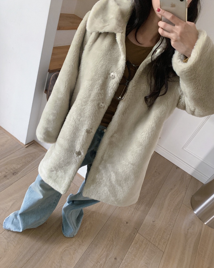 LIVE AID-P東大門㊣實拍女裝新品休閑熱賣中長款大衣皮草LIVE AID-P中長款大衣