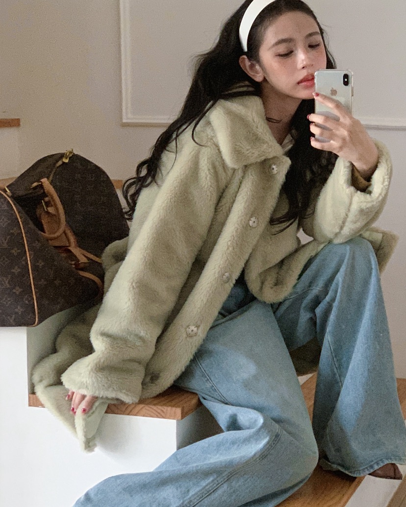 LIVE AID-P東大門㊣實拍女裝新品休閑熱賣中長款大衣皮草LIVE AID-P中長款大衣