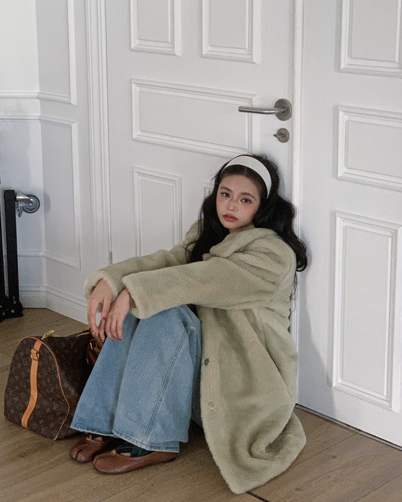 LIVE AID-P東大門㊣實拍女裝新品休閑熱賣中長款大衣皮草LIVE AID-P中長款大衣