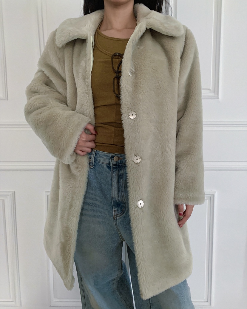 LIVE AID-P東大門㊣實拍女裝新品休閑熱賣中長款大衣皮草LIVE AID-P中長款大衣