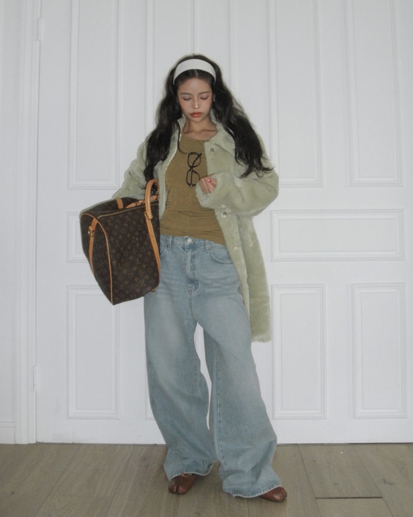 LIVE AID-P東大門㊣實拍女裝新品休閑熱賣中長款大衣皮草LIVE AID-P中長款大衣