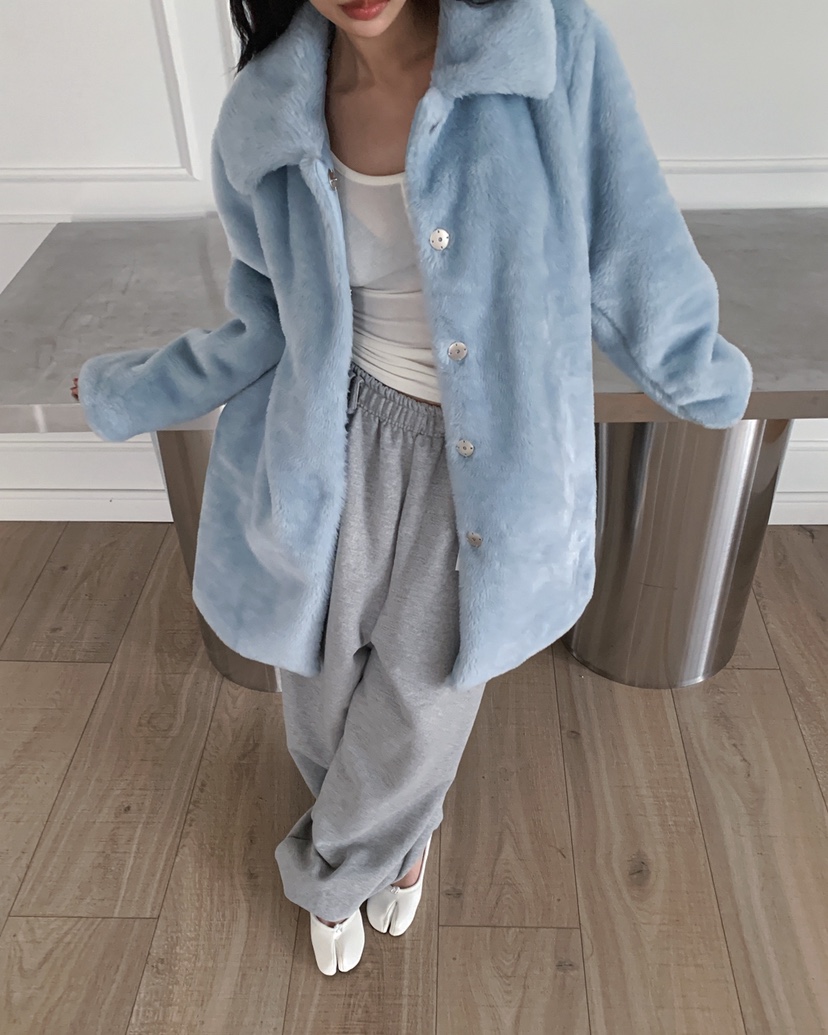 LIVE AID-P東大門㊣實拍女裝新品休閑熱賣中長款大衣皮草LIVE AID-P中長款大衣