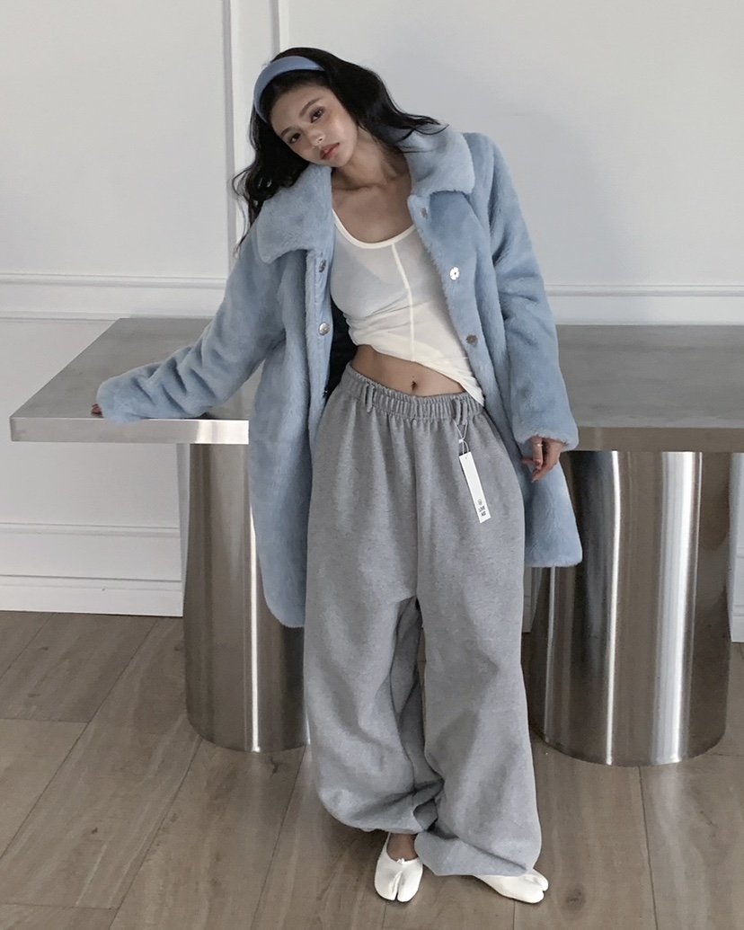 LIVE AID-P東大門㊣實拍女裝新品休閑熱賣中長款大衣皮草LIVE AID-P中長款大衣