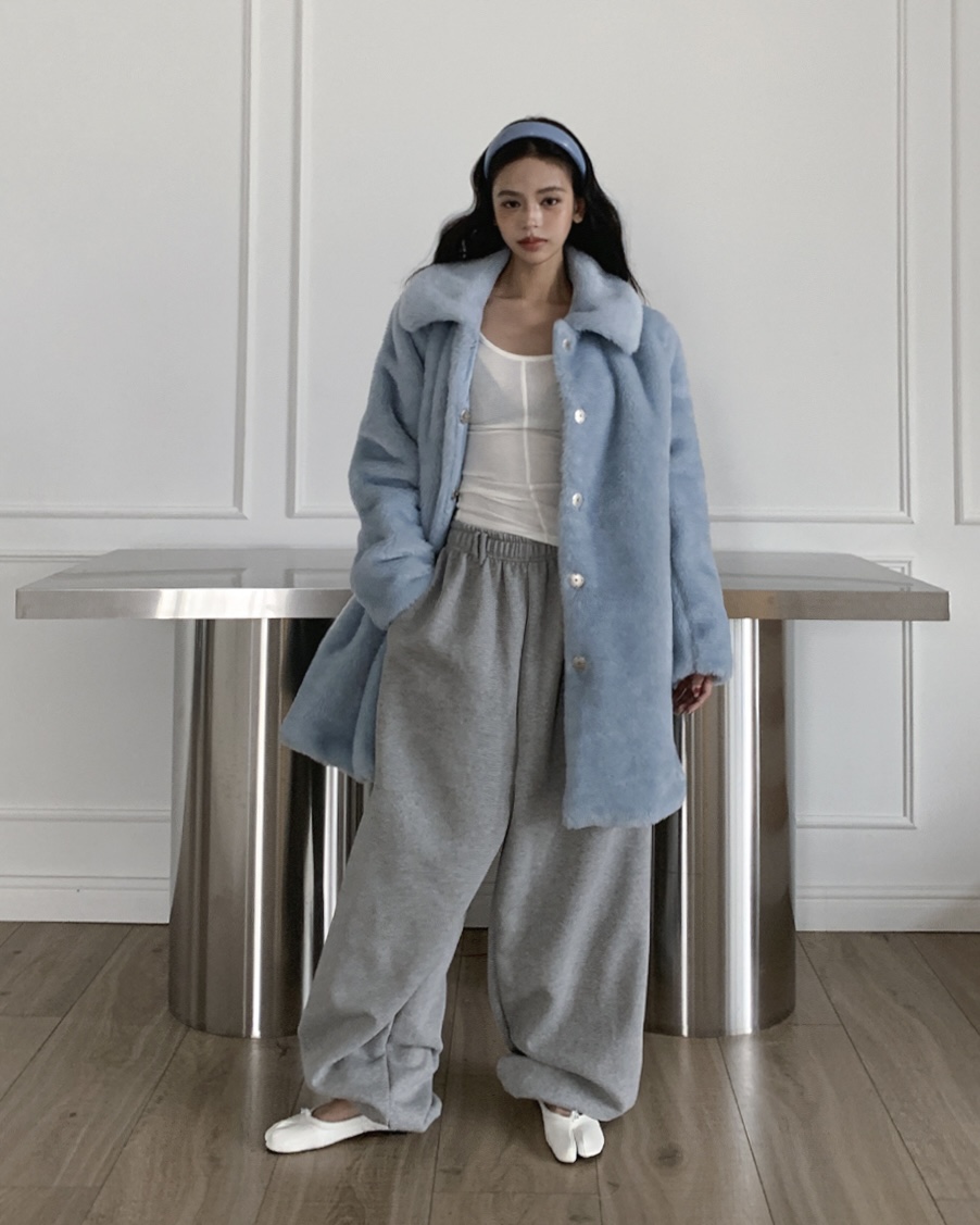 LIVE AID-P東大門㊣實拍女裝新品休閑熱賣中長款大衣皮草LIVE AID-P中長款大衣