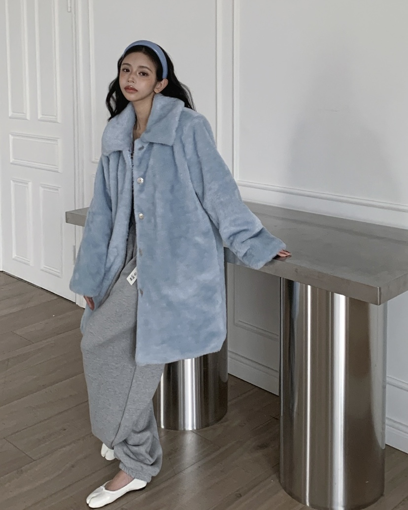 LIVE AID-P東大門㊣實拍女裝新品休閑熱賣中長款大衣皮草LIVE AID-P中長款大衣