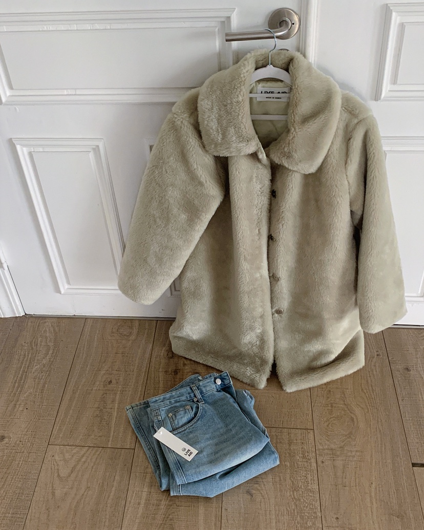 LIVE AID-P東大門㊣實拍女裝新品休閑熱賣中長款大衣皮草LIVE AID-P中長款大衣