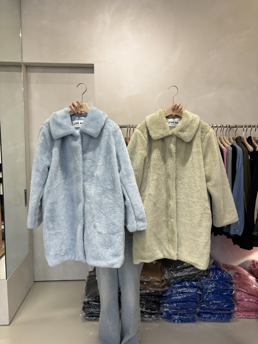 LIVE AID-P東大門㊣實拍女裝新品休閑熱賣中長款大衣皮草LIVE AID-P中長款大衣