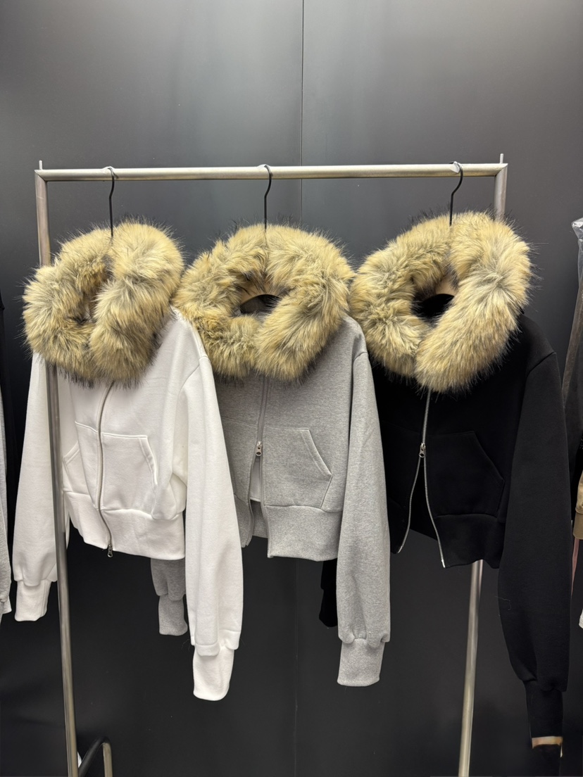 UNA/THE MAY韓國代購㊣女士新款推薦職業人氣夾克毛皮兜帽THEMAY/UNA夾克圖色3左三色