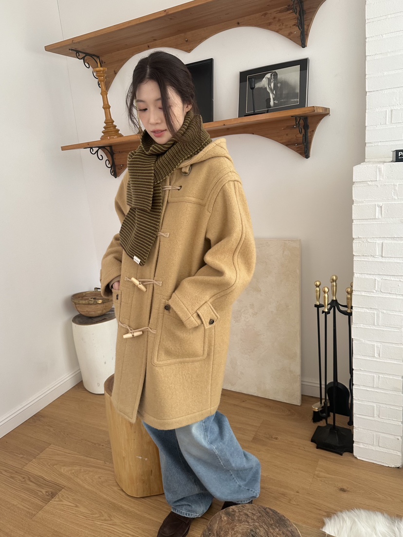 ERUME韓國代購㊣女裝新款推薦人氣時尚休閑25秋冬中長款大衣羊駝ERUME中長款大衣