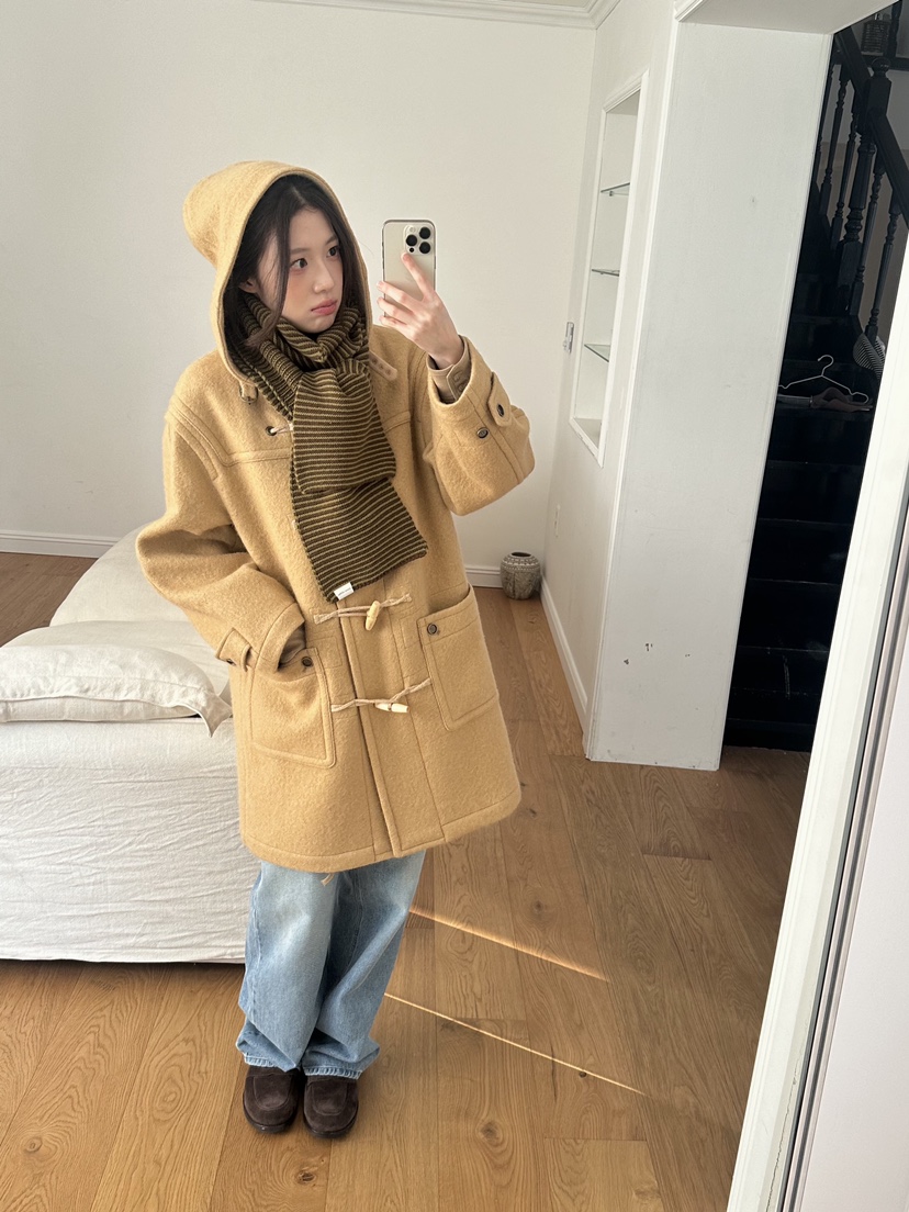 ERUME韓國代購㊣女裝新款推薦人氣時尚休閑25秋冬中長款大衣羊駝ERUME中長款大衣