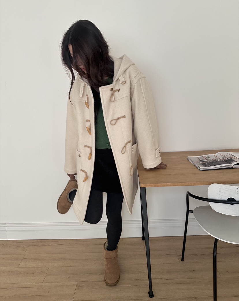 ERUME韓國代購㊣女裝新款推薦人氣時尚休閑25秋冬中長款大衣羊駝ERUME中長款大衣