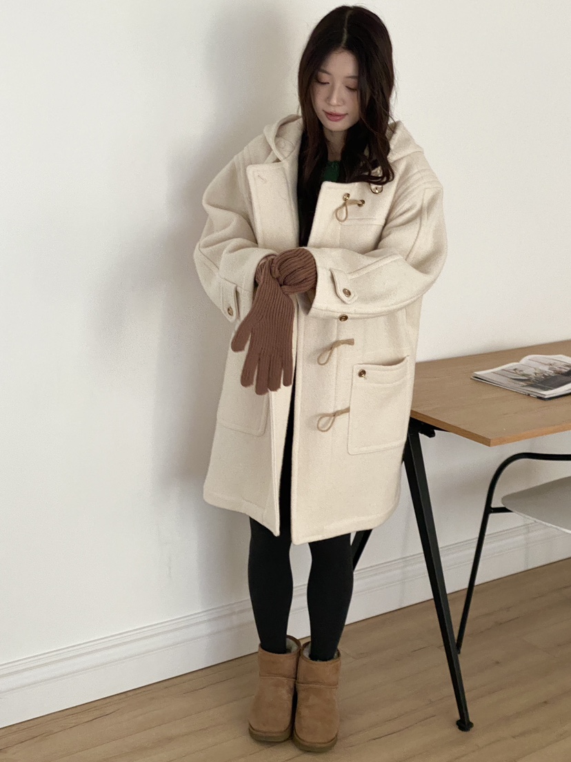 ERUME韓國代購㊣女裝新款推薦人氣時尚休閑25秋冬中長款大衣羊駝ERUME中長款大衣