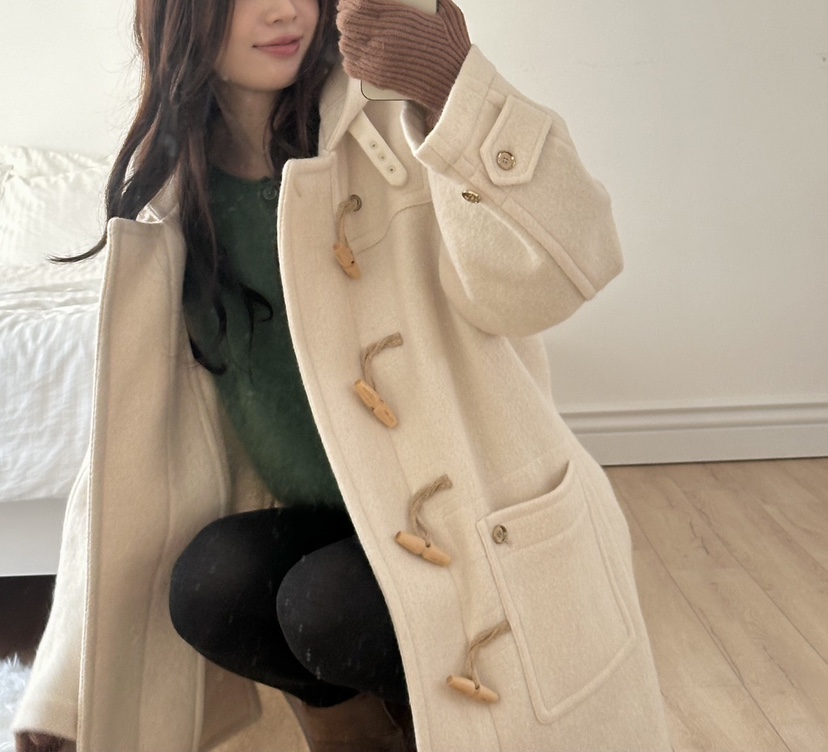 ERUME韓國代購㊣女裝新款推薦人氣時尚休閑25秋冬中長款大衣羊駝ERUME中長款大衣