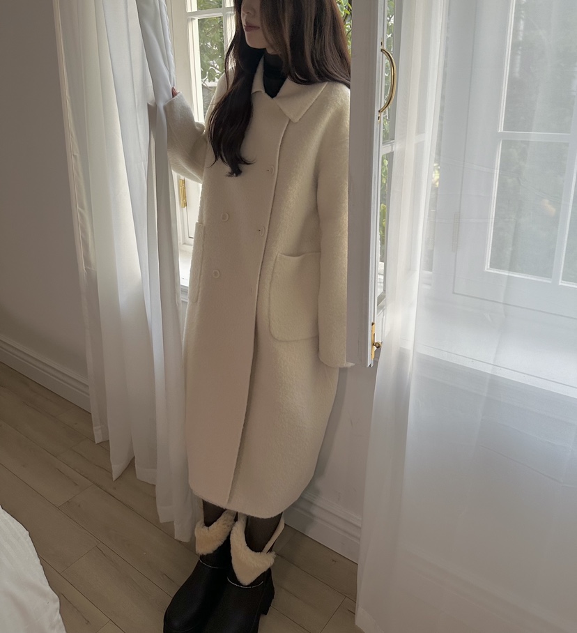 ERUME東大門㊣直郵女裝新品25秋冬熱賣推薦時尚中長款大衣羊駝ERUME中長款大衣