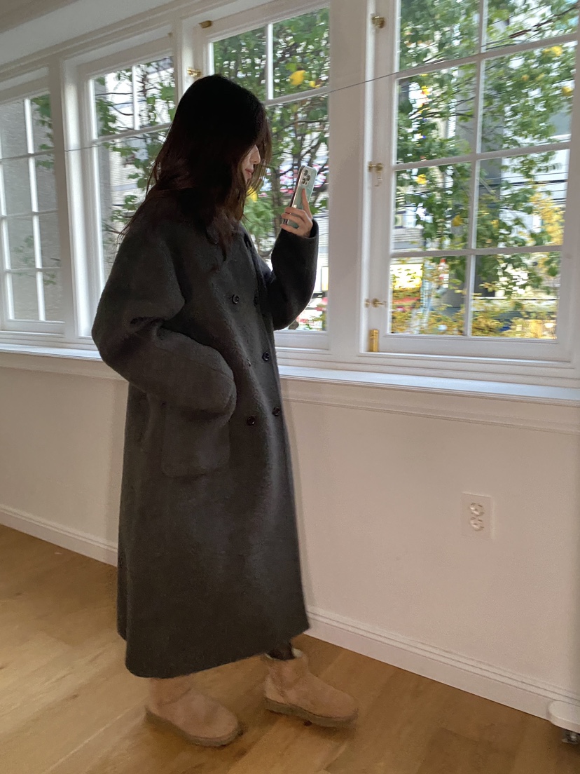 ERUME東大門㊣直郵女裝新品25秋冬熱賣推薦時尚中長款大衣羊駝ERUME中長款大衣