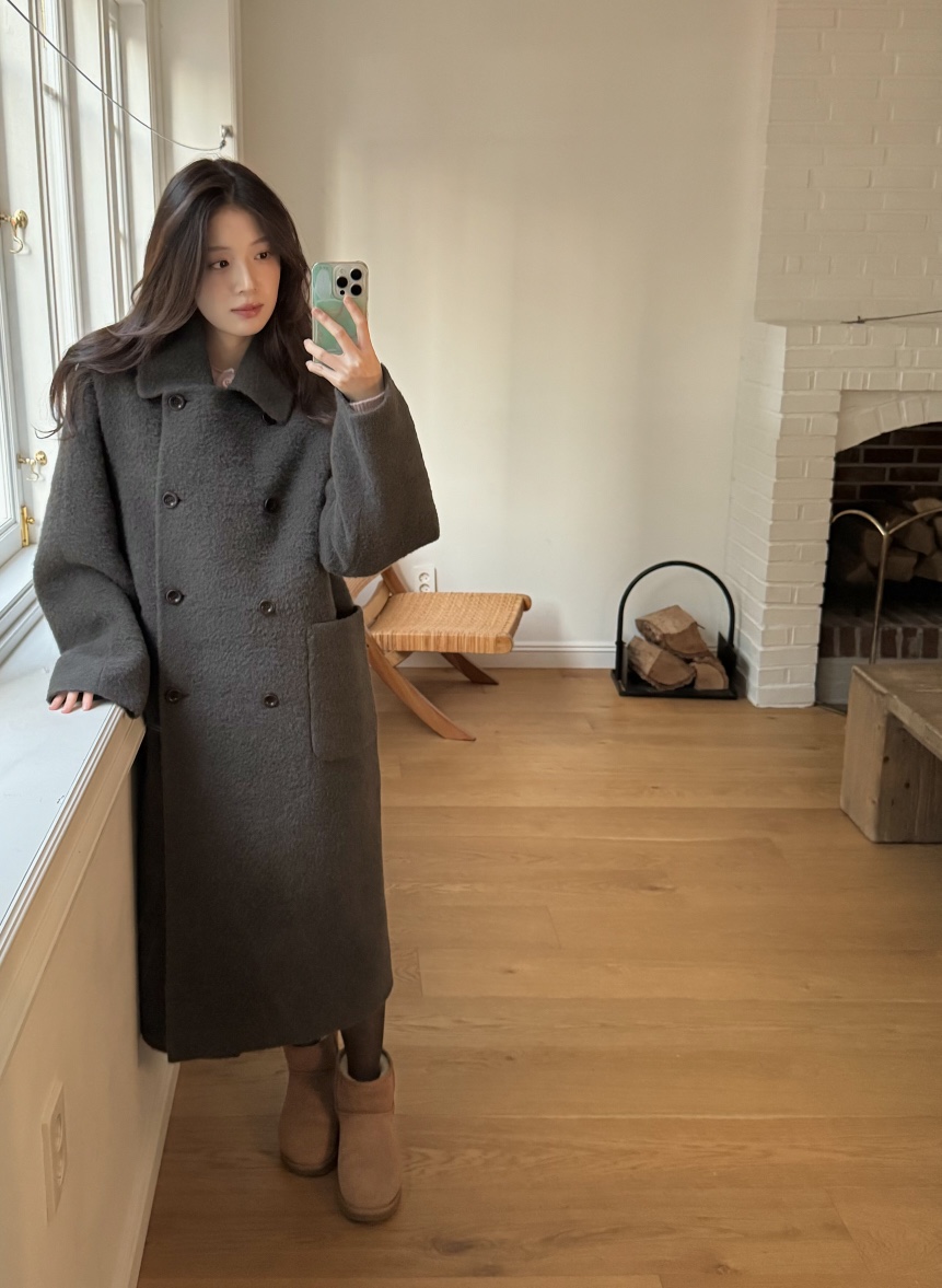 ERUME東大門㊣直郵女裝新品25秋冬熱賣推薦時尚中長款大衣羊駝ERUME中長款大衣