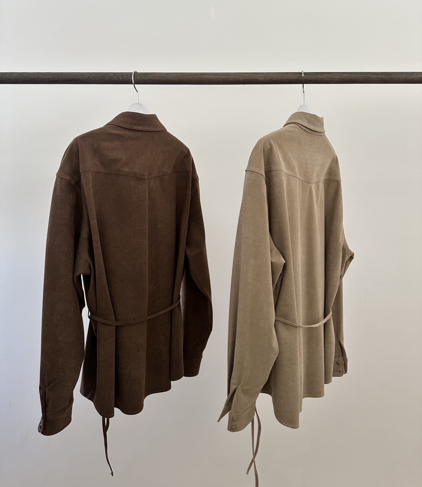 ERUME韓國直郵㊣女士新品人氣時尚推薦襯衫蕾絲衫含腰繩絨面革ERUME襯衫/蕾絲衫