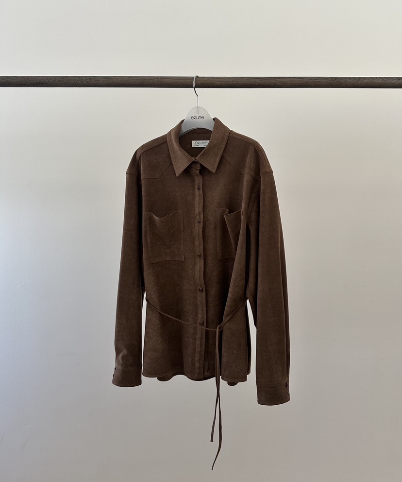 ERUME韓國直郵㊣女士新品人氣時尚推薦襯衫蕾絲衫含腰繩絨面革ERUME襯衫/蕾絲衫圖色2