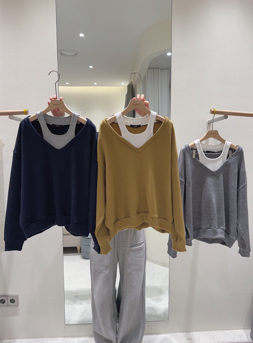 MARKE-P東大門㊣代購女士新品時尚休閑推薦人氣針織衫假兩件MARKE-P針織衫