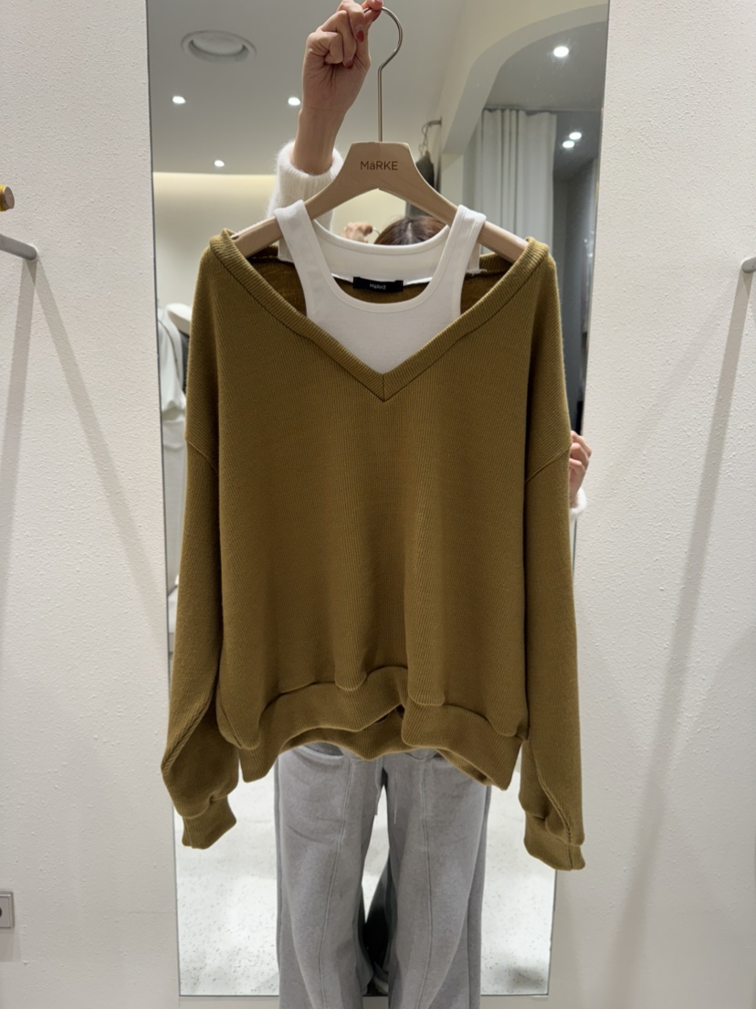 MARKE-P東大門㊣代購女士新品時尚休閑推薦人氣針織衫假兩件MARKE-P針織衫圖色2