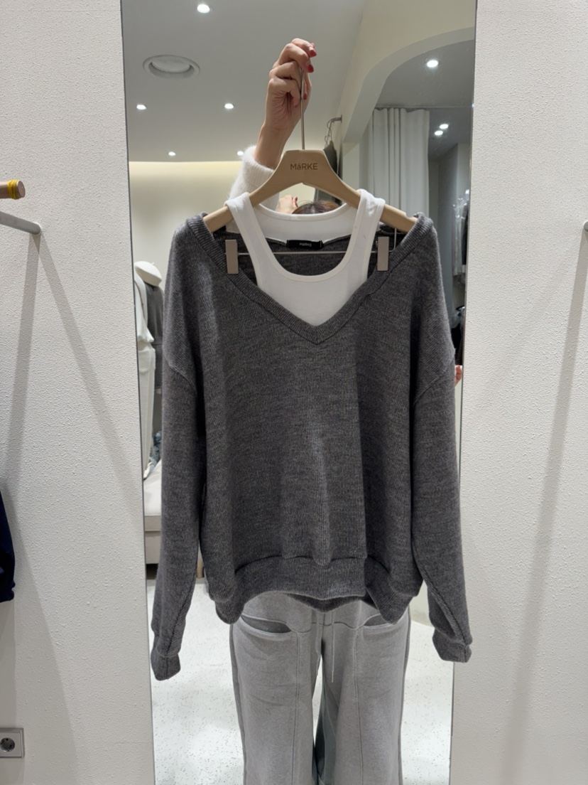 MARKE-P東大門㊣代購女士新品時尚休閑推薦人氣針織衫假兩件MARKE-P針織衫圖色3