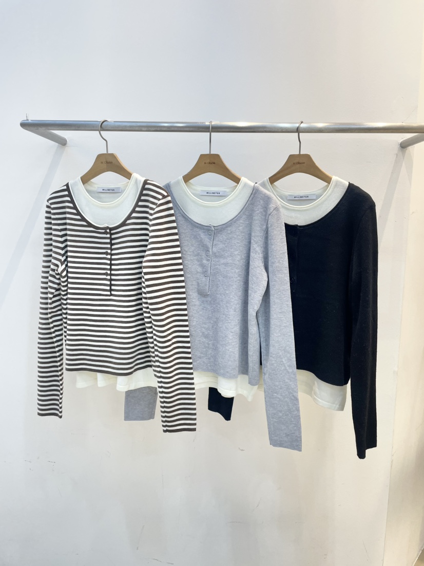 MILLIMETER東大門㊣直郵女士新品職業休閑人氣針織衫假兩件MILLIMETER/MGML針織衫