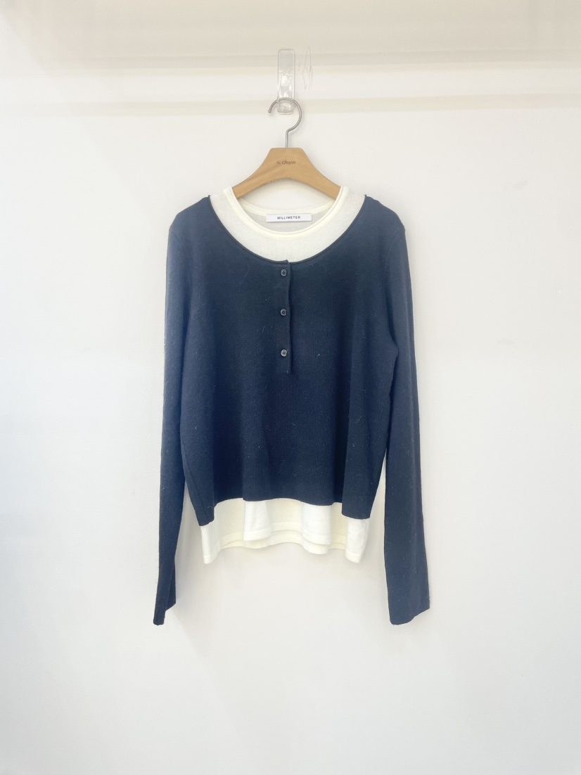 MILLIMETER東大門㊣直郵女士新品職業休閑人氣針織衫假兩件MILLIMETER/MGML針織衫圖色3