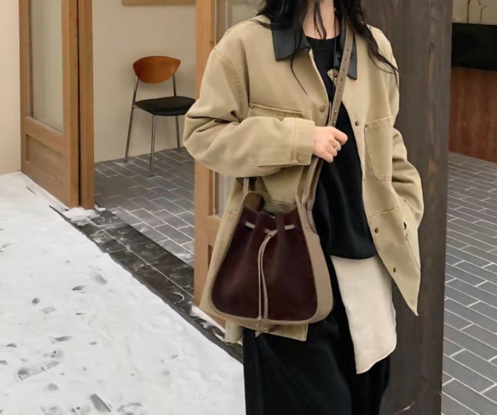 TROUVAILLE東大門㊣直郵女裝新品推薦手拿包腋下包絨面革牛皮TROUVAILLE手拿包/腋下包