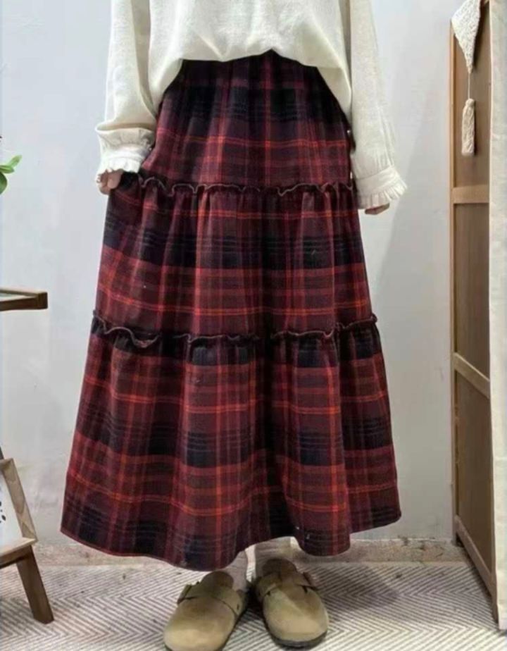 BLING BLING-S韓國直郵㊣女裝新品職業時尚25秋冬長裙格子BLING BLING-S長裙圖色1