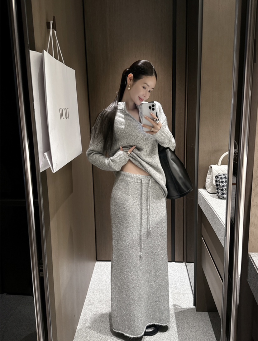 OLA韓國直郵㊣女裝新品推薦人氣時尚熱賣25秋冬職業休閑長裙mellor/OLA長裙