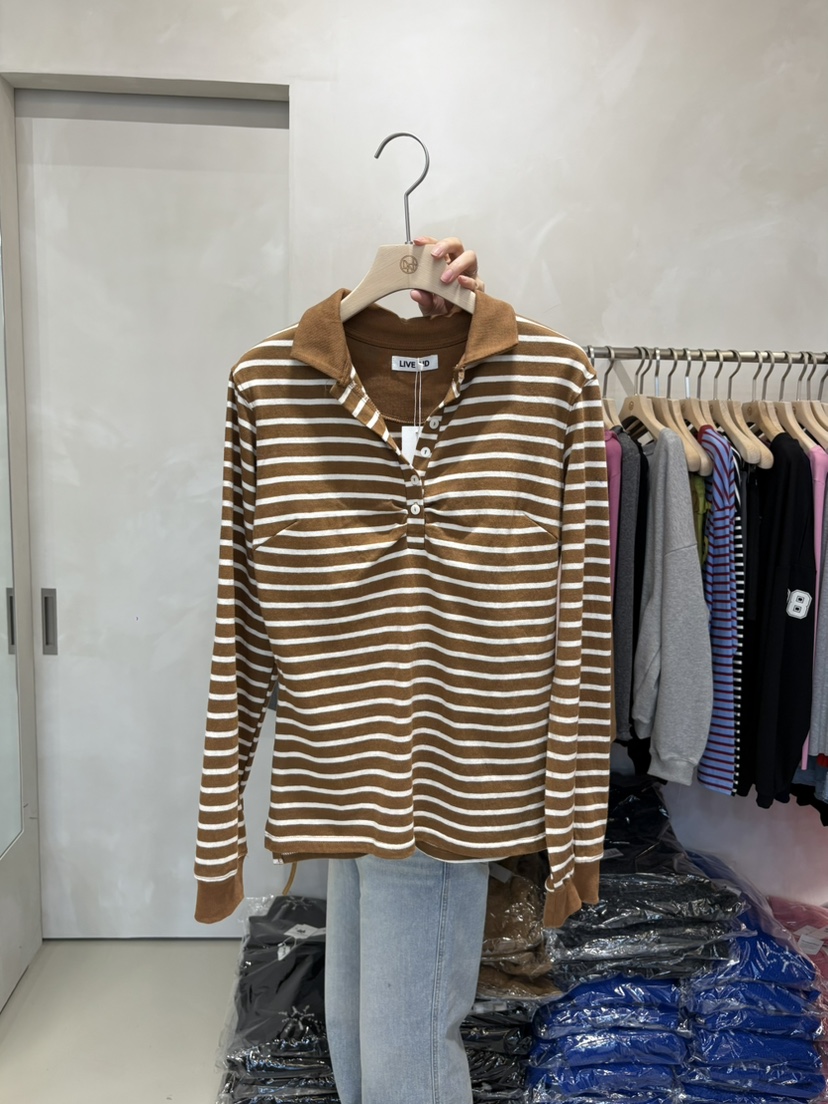 LIVE AID-P韓國代購㊣女士新品25秋冬熱賣人氣推薦長袖T恤LIVE AID-P長袖T恤圖色2