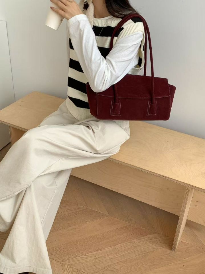 TROUVAILLE東大門㊣代購女裝新品人氣時尚休閑單肩斜跨包麂皮TROUVAILLE單肩/斜跨包