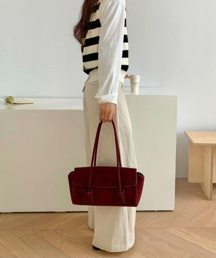 TROUVAILLE東大門㊣代購女裝新品人氣時尚休閑單肩斜跨包麂皮TROUVAILLE單肩/斜跨包