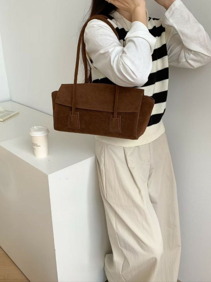 TROUVAILLE東大門㊣代購女裝新品人氣時尚休閑單肩斜跨包麂皮TROUVAILLE單肩/斜跨包