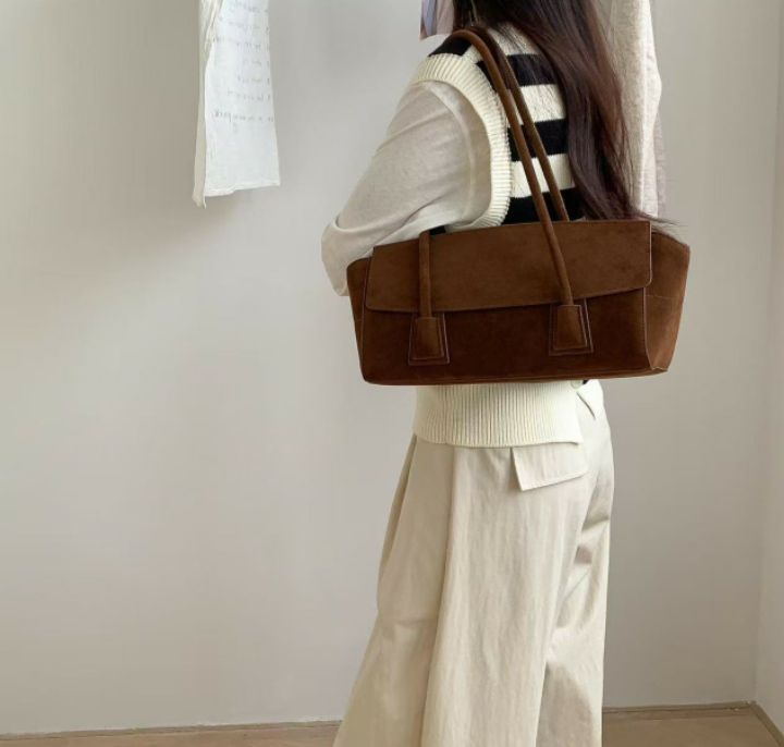 TROUVAILLE東大門㊣代購女裝新品人氣時尚休閑單肩斜跨包麂皮TROUVAILLE單肩/斜跨包