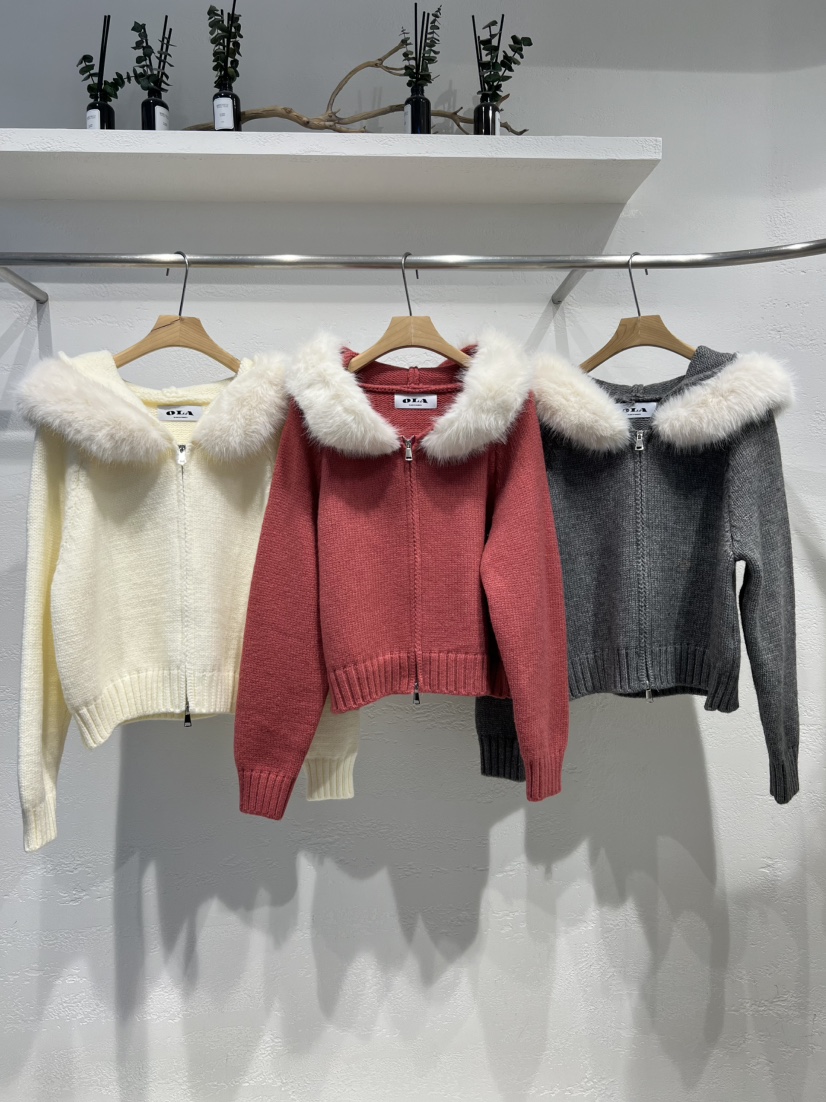 OLA韓國直郵㊣女裝新品休閑人氣時尚推薦熱賣針織衫連帽衫貂絨mellor/OLA針織衫