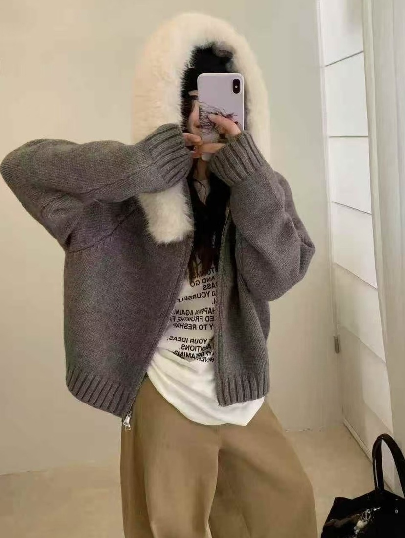 OLA韓國直郵㊣女裝新品休閑人氣時尚推薦熱賣針織衫連帽衫貂絨mellor/OLA針織衫